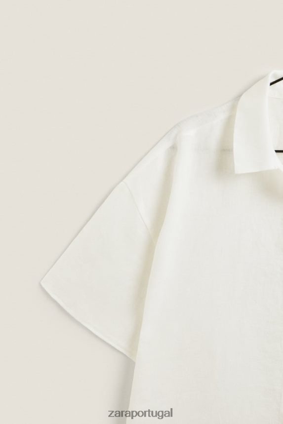 camisa de linho mulheres Zara cru Z2080L1814 roupas
