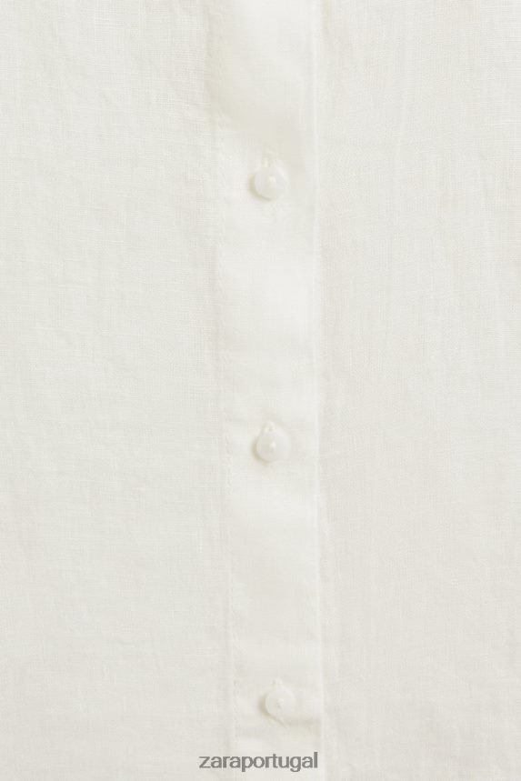 camisa de linho mulheres Zara cru Z2080L1814 roupas