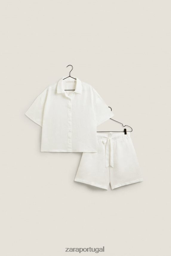 camisa de linho mulheres Zara cru Z2080L1814 roupas