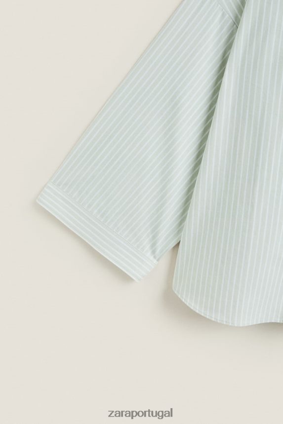 camisa listrada mulheres Zara luz verde Z2080L1808 roupas