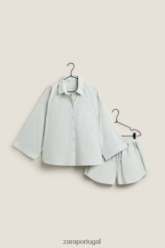 camisa listrada mulheres Zara luz verde Z2080L1808 roupas
