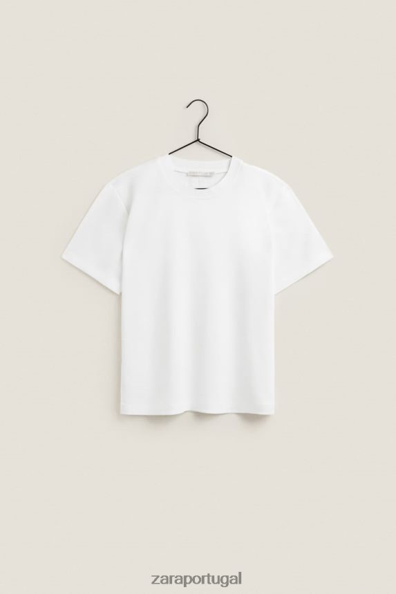 camiseta com toque macio mulheres Zara branco Z2080L1810 roupas