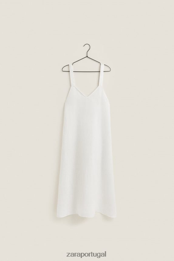 camisola de linho com tiras mulheres Zara cru Z2080L1817 roupas