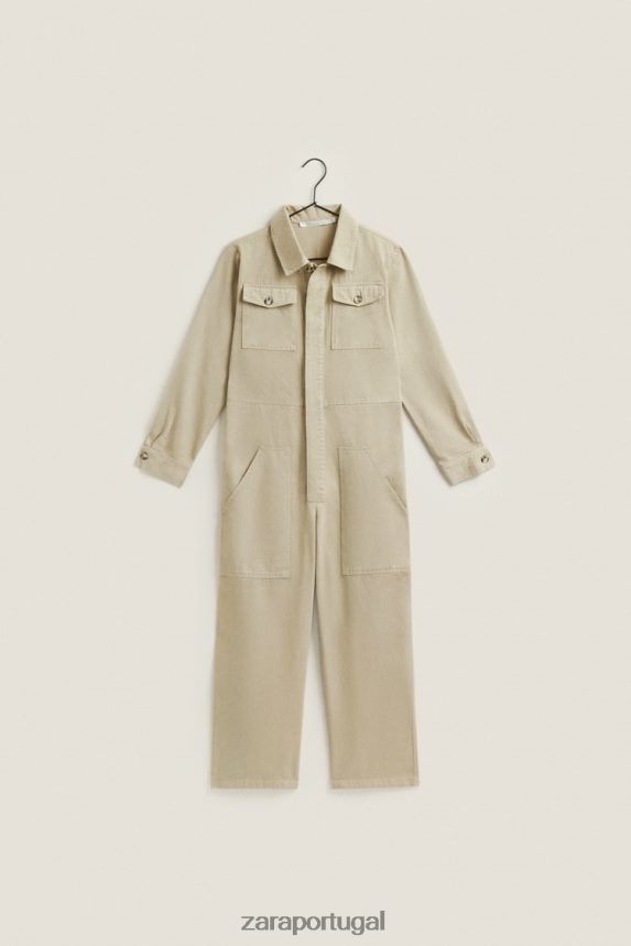 macacão de jardim de manga comprida mulheres Zara bege escuro Z2080L1820 roupas