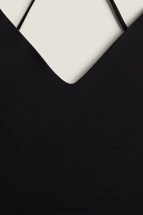 maiô com costas abertas mulheres Zara preto Z2080L1823 roupas