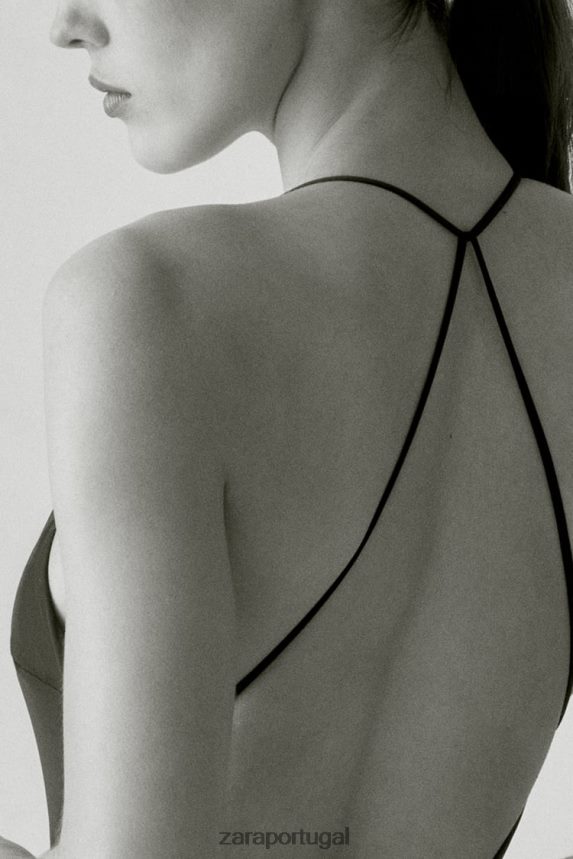 maiô com costas abertas mulheres Zara preto Z2080L1823 roupas