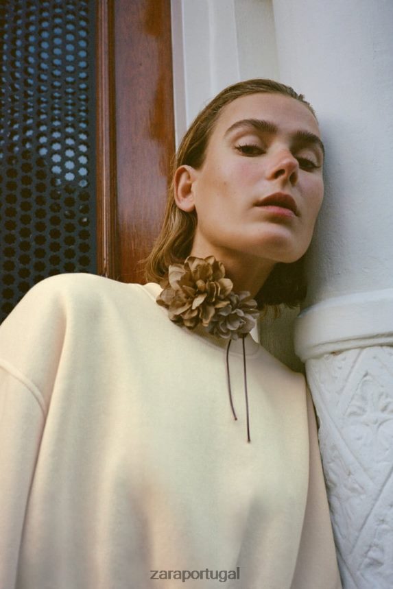 moletom básico mulheres Zara baunilha Z2080L945 roupas