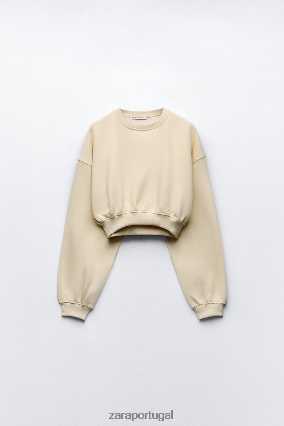 moletom básico mulheres Zara baunilha Z2080L945 roupas