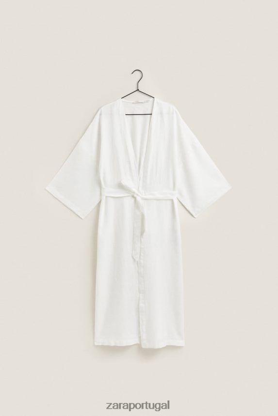 roupão de linho mulheres Zara cru Z2080L1818 roupas