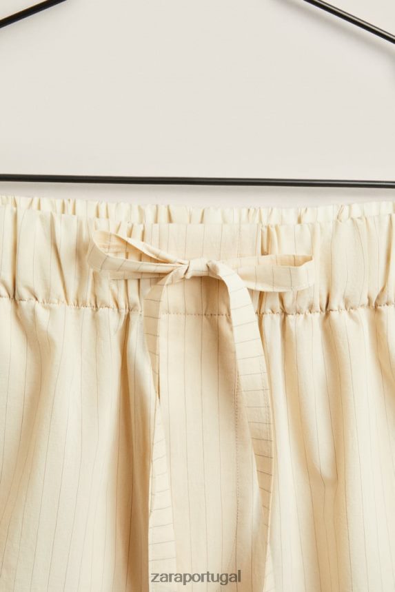 shorts com listras finas mulheres Zara cru Z2080L1805 roupas