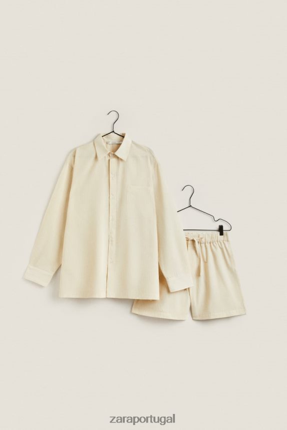 shorts com listras finas mulheres Zara cru Z2080L1805 roupas