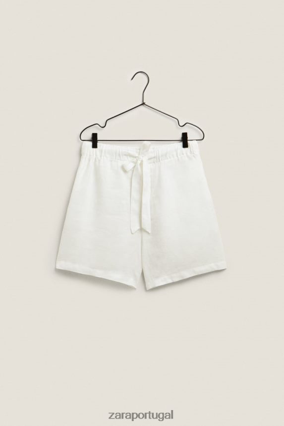 shorts de linho mulheres Zara cru Z2080L1815 roupas