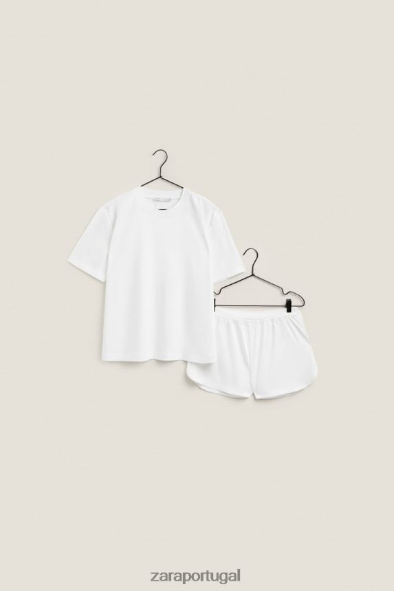 shorts de toque suave mulheres Zara branco Z2080L1811 roupas