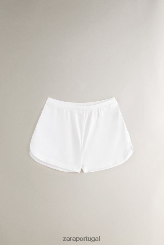 shorts de toque suave mulheres Zara branco Z2080L1811 roupas
