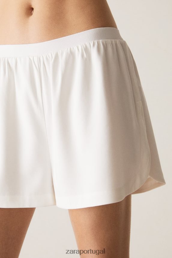 shorts de toque suave mulheres Zara branco Z2080L1811 roupas