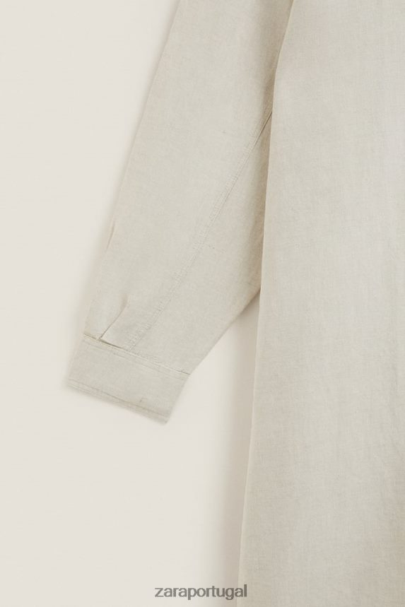 vestido de camisa mulheres Zara bege claro Z2080L1819 roupas