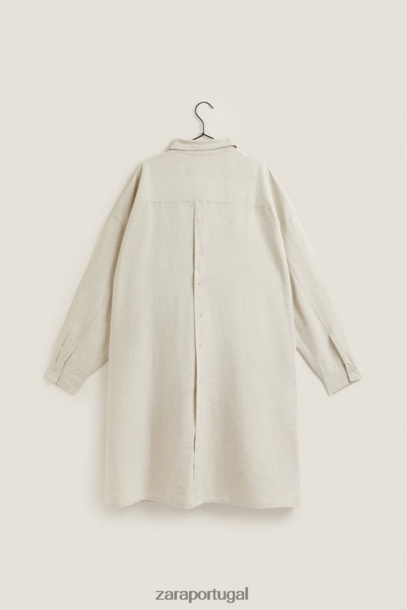 vestido de camisa mulheres Zara bege claro Z2080L1819 roupas