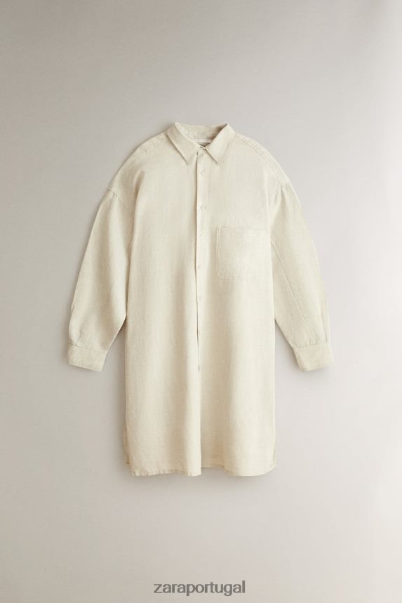 vestido de camisa mulheres Zara bege claro Z2080L1819 roupas
