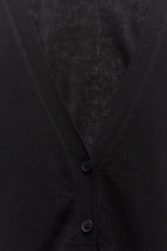 cardigan de malha justo mulheres Zara preto Z2080L479 roupas