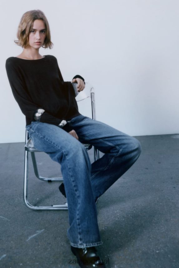 suéter básico de tricô mulheres Zara preto Z2080L878 roupas