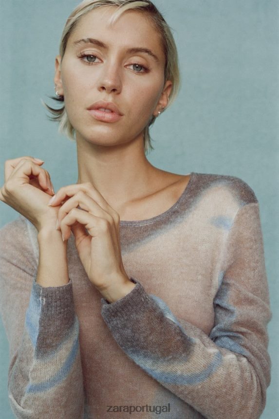 vestido de tricô tie-dye mulheres Zara multicolorido Z2080L477 roupas