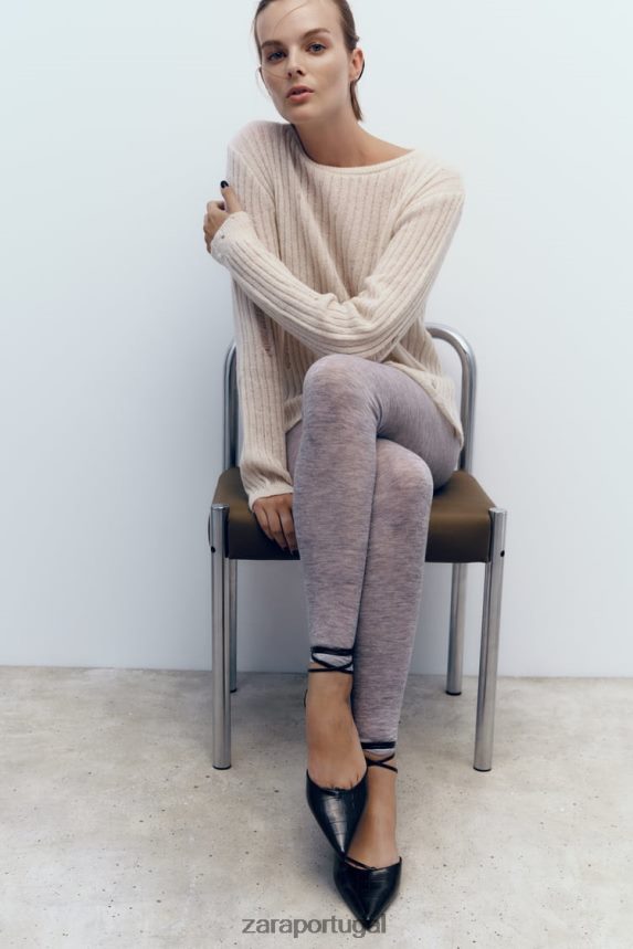 sapatos de salto aberto com cadarços mulheres Zara preto Z2080L737 calçados