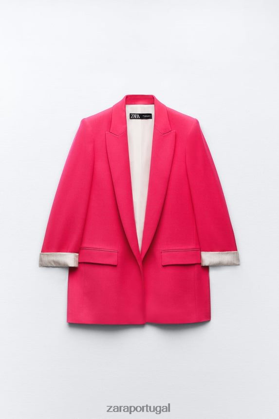 blazer de punho estampado mulheres Zara fúcsia Z2080L900 roupas