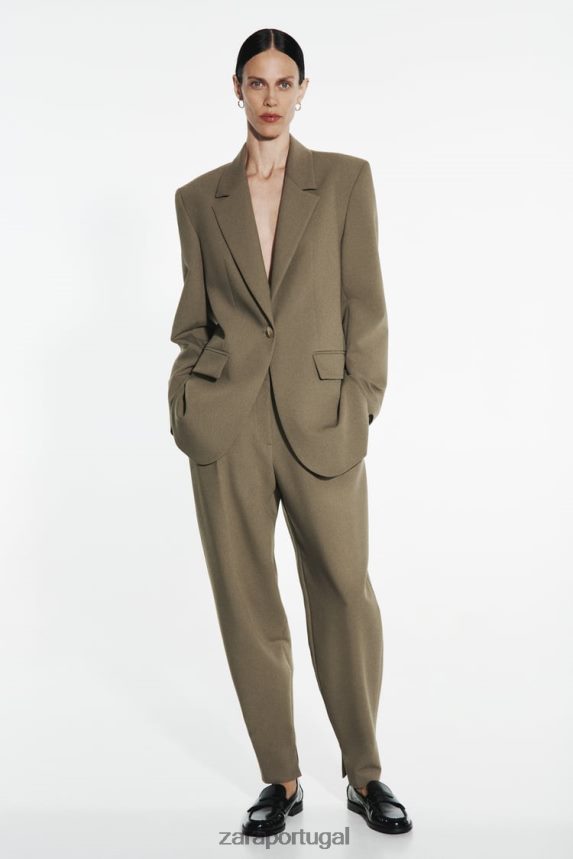 calças de martelo mulheres Zara cáqui Z2080L905 roupas