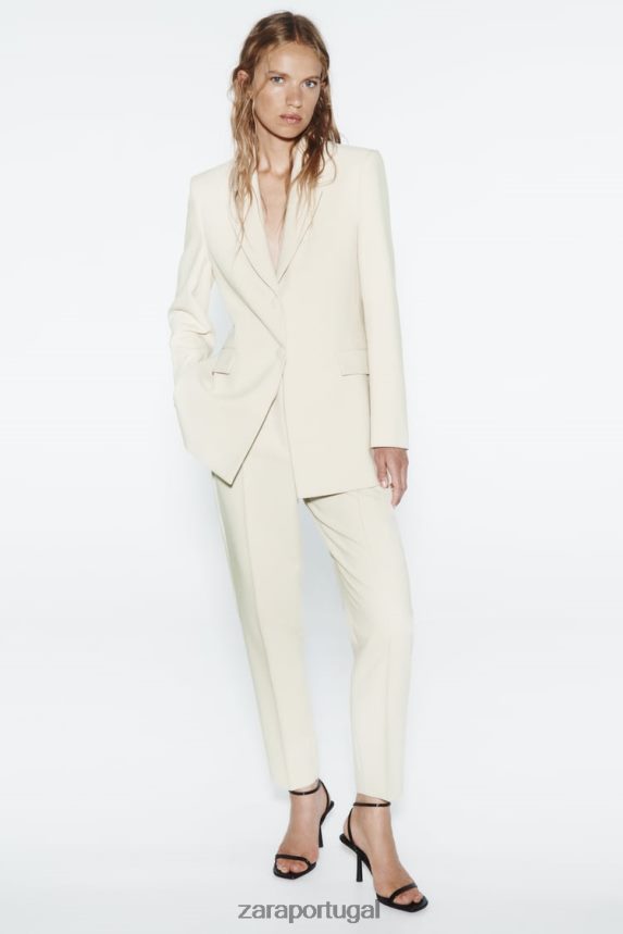 calças justas de cintura alta mulheres Zara cru Z2080L886 roupas