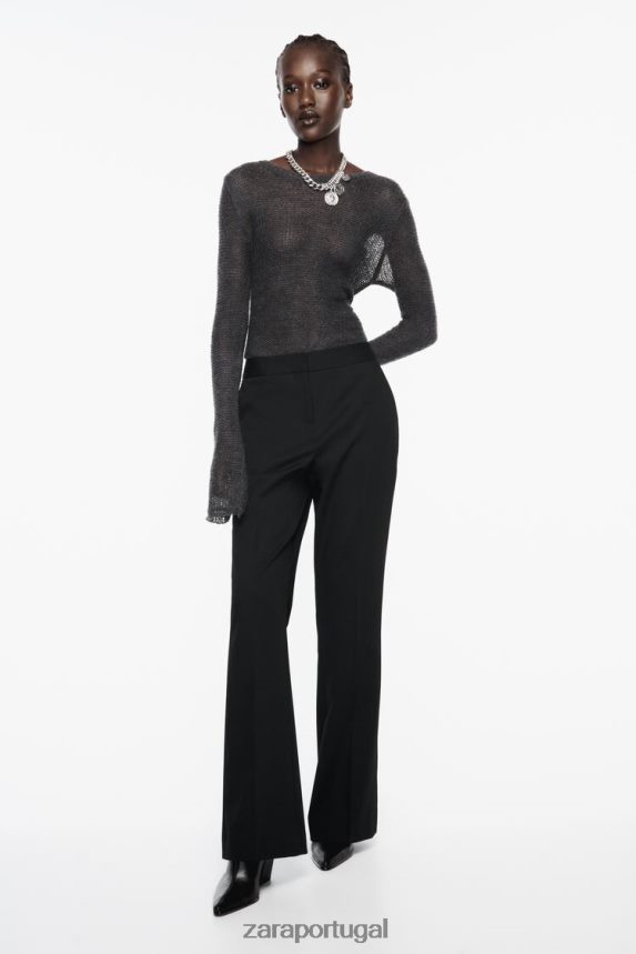 calças largas largas mulheres Zara preto Z2080L880 roupas