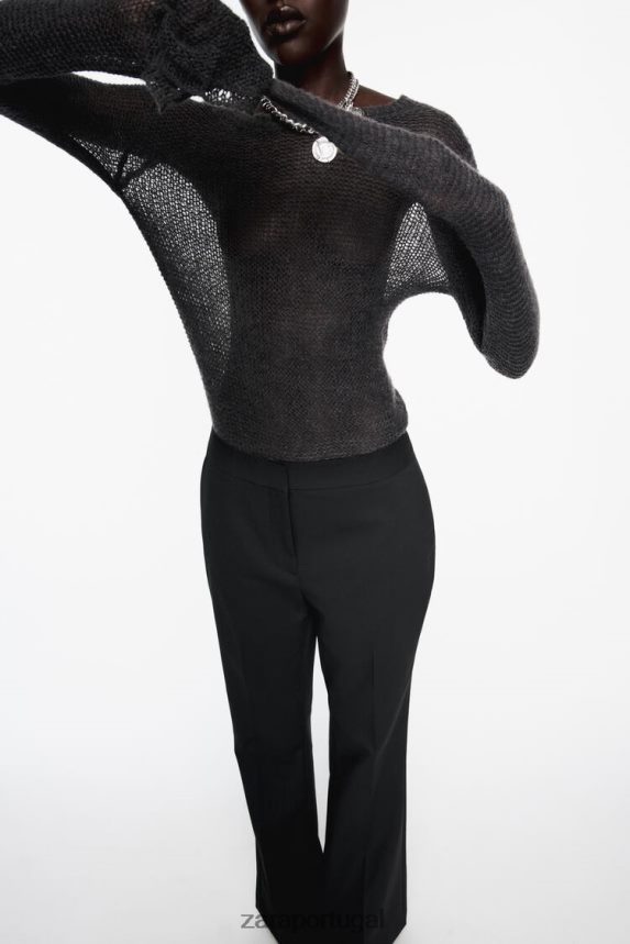 calças largas largas mulheres Zara preto Z2080L880 roupas