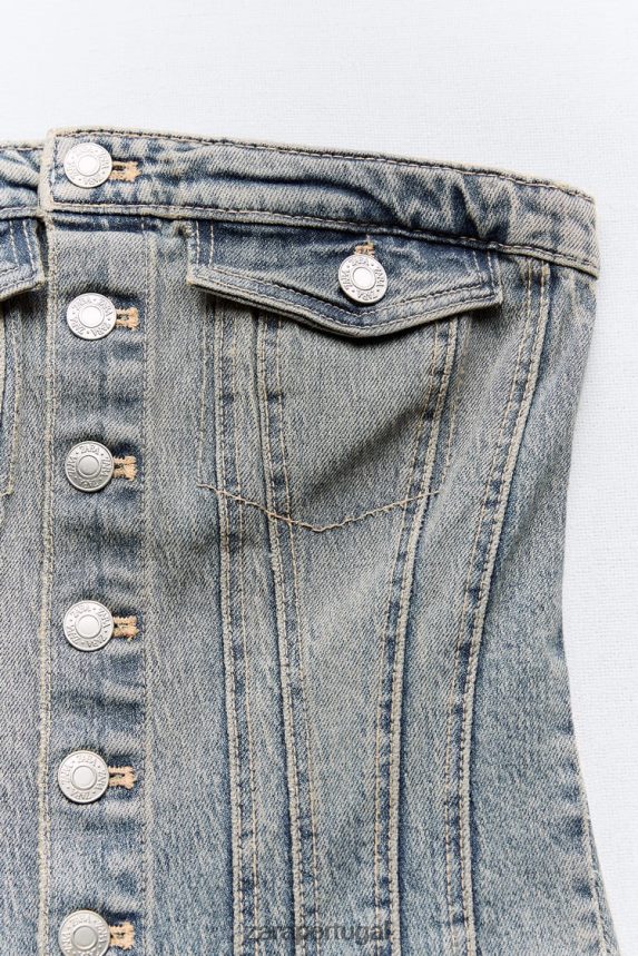 macacão jeans sem alças trf mulheres Zara azul-marinho Z2080L246 roupas