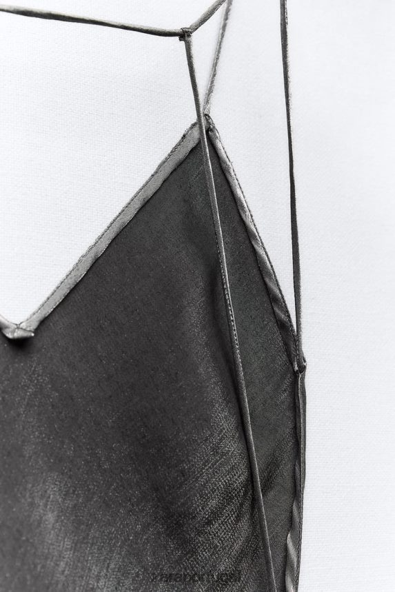 vestido deslizante de folha mulheres Zara prata Z2080L933 roupas