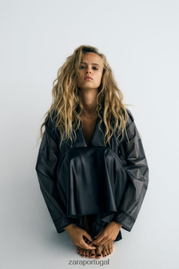 vestido deslizante de folha mulheres Zara preto Z2080L934 roupas