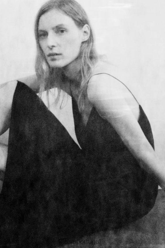 vestido deslizante mulheres Zara preto Z2080L833 roupas