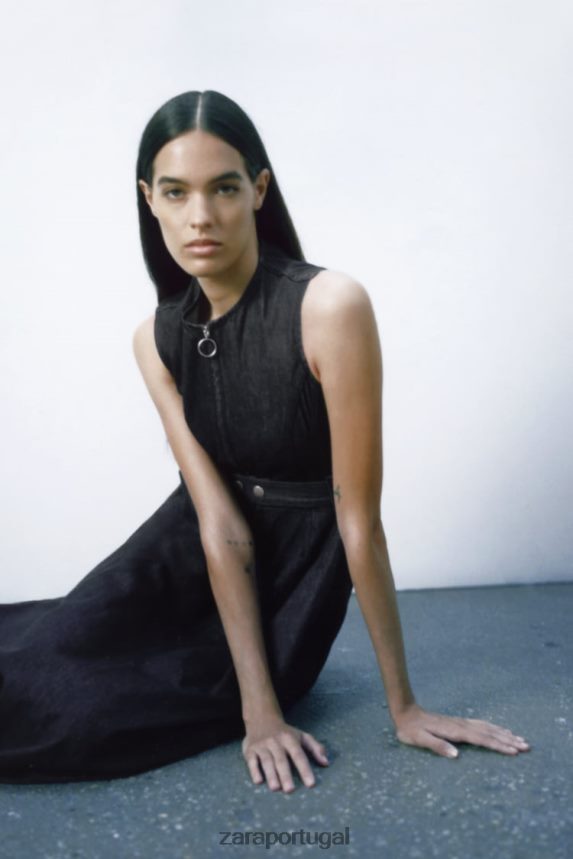 vestido jeans assimétrico coleção zw mulheres Zara azul Z2080L239 roupas