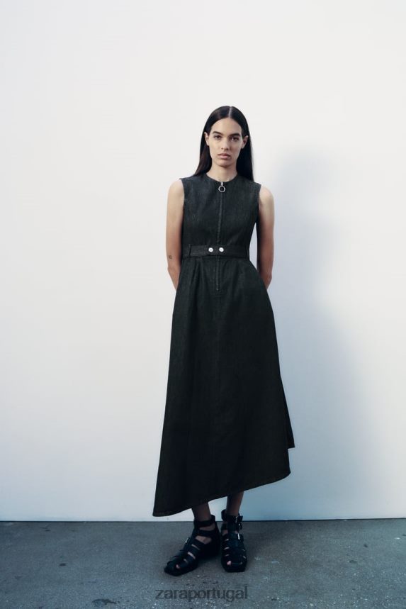 vestido jeans assimétrico coleção zw mulheres Zara azul Z2080L239 roupas
