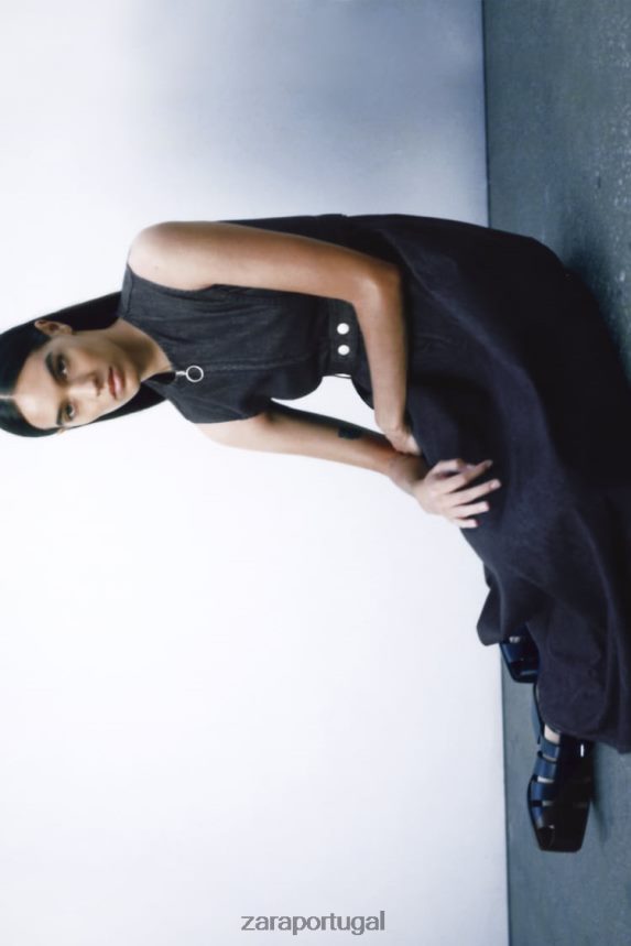 vestido jeans assimétrico coleção zw mulheres Zara azul Z2080L239 roupas