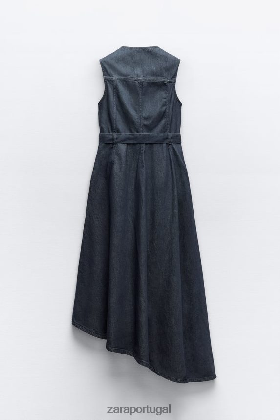 vestido jeans assimétrico coleção zw mulheres Zara azul Z2080L239 roupas