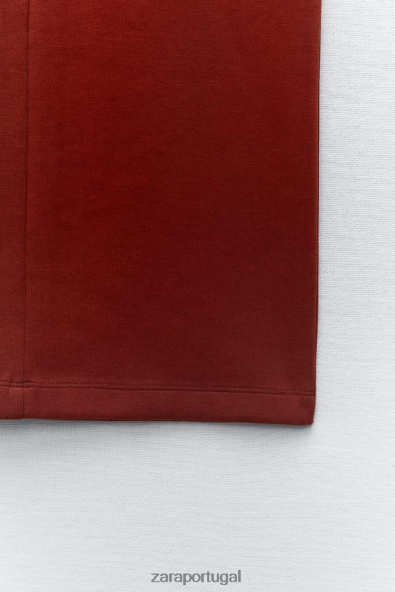 vestido justo aberto nas costas mulheres Zara castanho-avermelhado Z2080L234 roupas