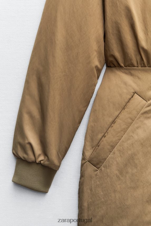 vestido mini bomber mulheres Zara verde oliva Z2080L242 roupas