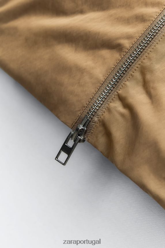 vestido mini bomber mulheres Zara verde oliva Z2080L242 roupas