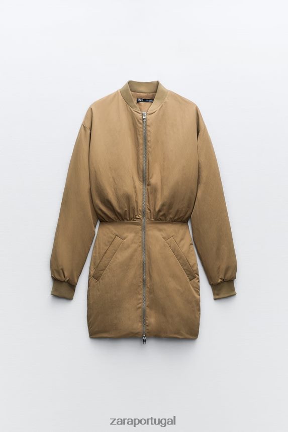 vestido mini bomber mulheres Zara verde oliva Z2080L242 roupas