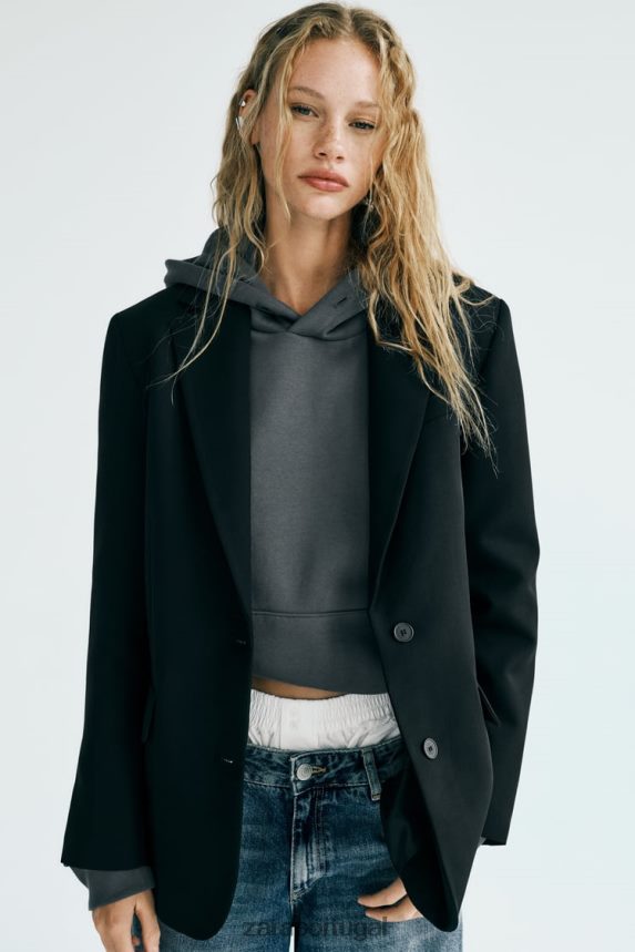 blazer básico mulheres Zara preto Z2080L148 roupas