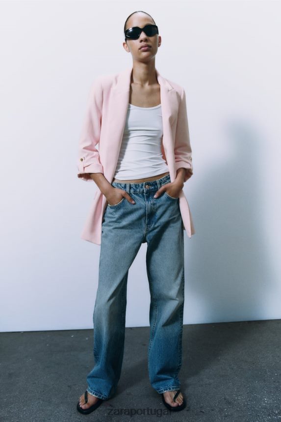 blazer com mangas arregaçadas mulheres Zara rosa Z2080L170 roupas