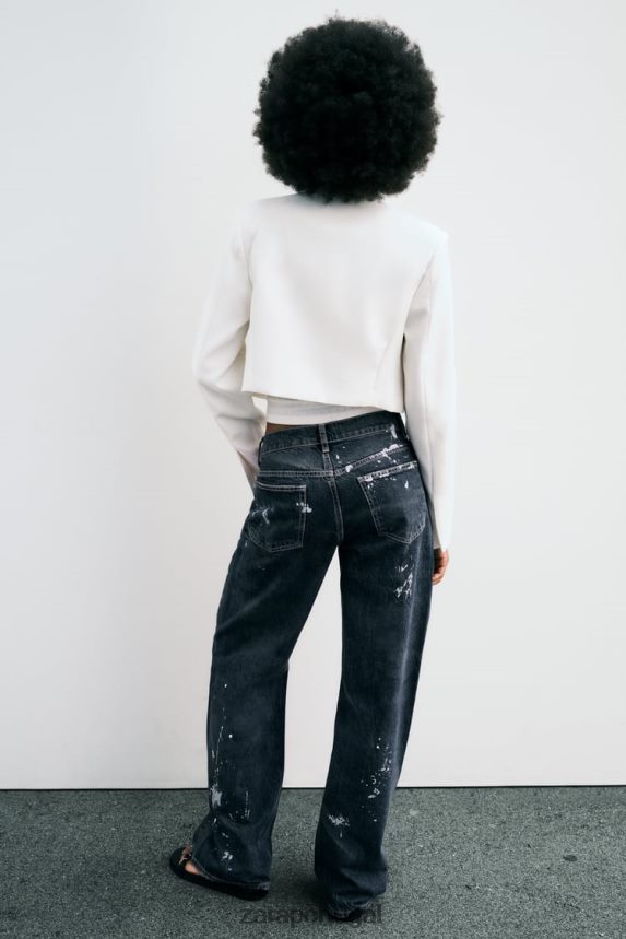 blazer curto mulheres Zara ostra branca Z2080L163 roupas