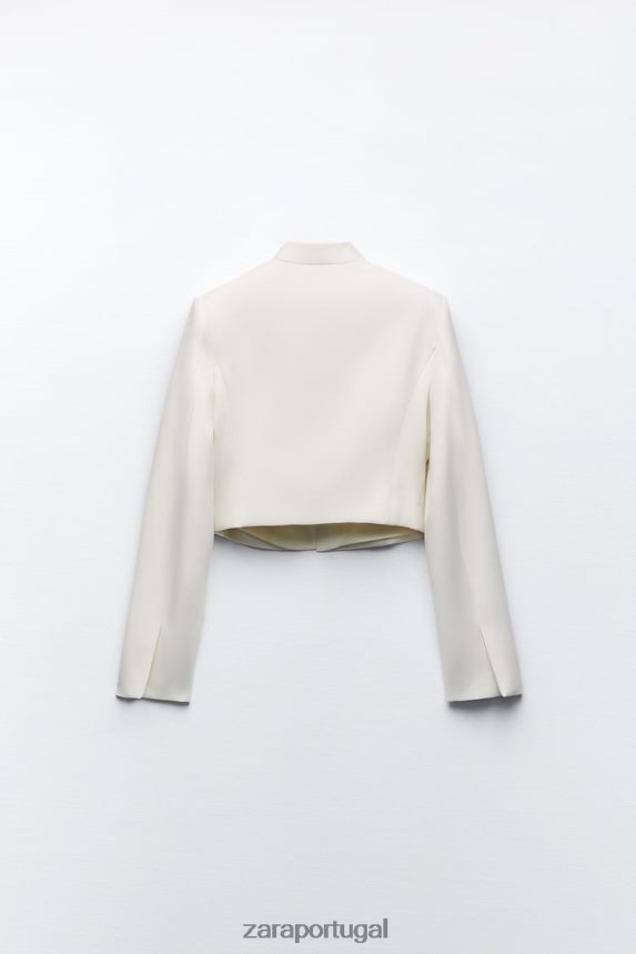 blazer curto mulheres Zara ostra branca Z2080L163 roupas