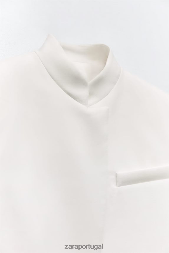 blazer curto mulheres Zara ostra branca Z2080L163 roupas