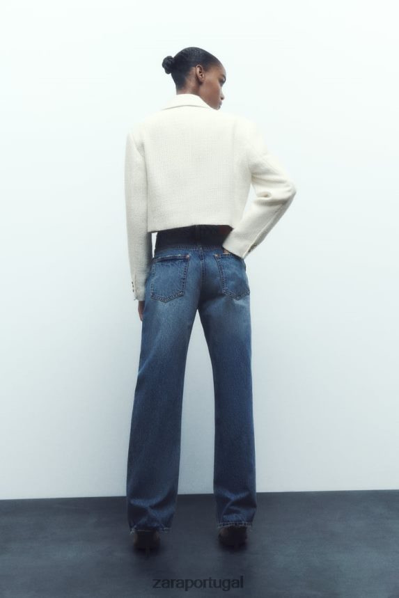 blazer curto texturizado mulheres Zara cru Z2080L173 roupas