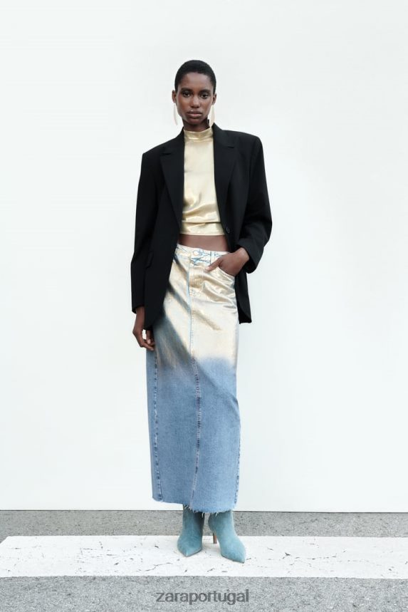 blazer de corte reto mulheres Zara preto Z2080L159 roupas